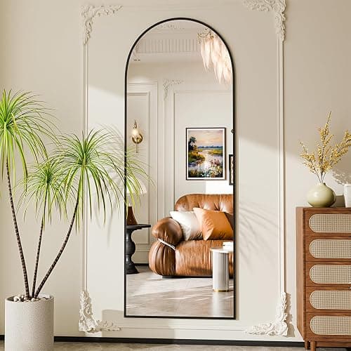 PIUDOC 59"x16"Floor Mirror Full Length,Arched Full Length Mirror with Stand,Full Body Mirror,Hanging or Large Leaning for Bedroom Living Room Black thumbnail 6