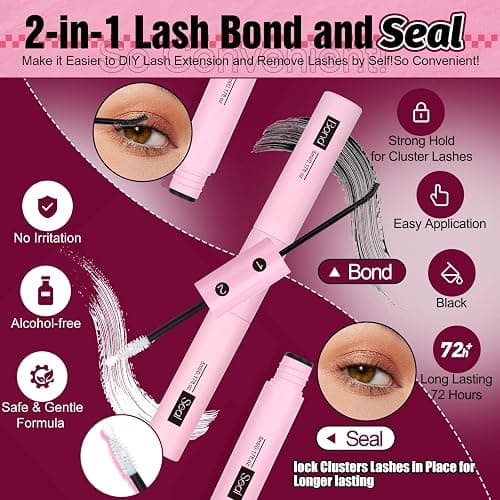 Natural Lash Extension Kit Wispy Eyelash Clusters 9-11mm Lash Cluster Kit with Lash Bond and Seal and Lash Applicator 180pcs Cluster Eyelash Extensions Kit for Beginners DIY at Home by Yawamcia thumbnail 4