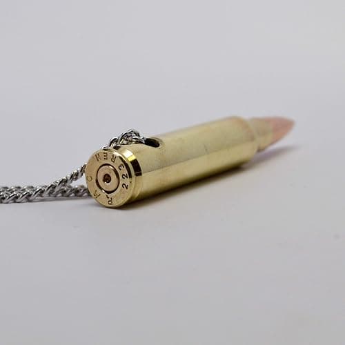 Real Metal Remington 223 Bullet Necklace Hand Polished Brass and Copper Finish thumbnail 2
