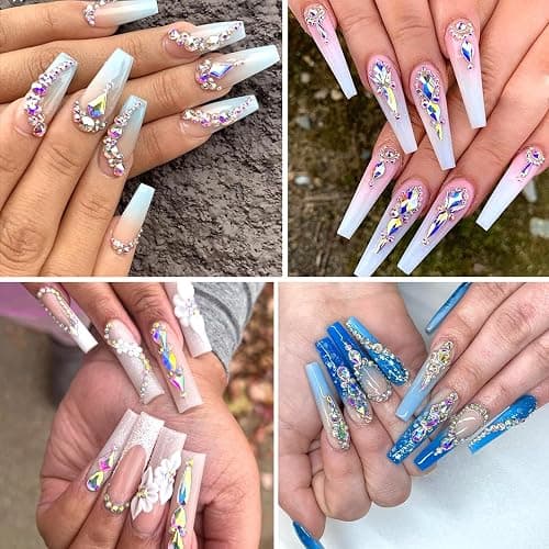 HNUIX Nail Rhinestones - 3D Multiple Shape Size Gems, AB Color, Manicure Beads, Pearls, Flatback Crystals Rhinestones, with Kit, for Nail Art Decor thumbnail 5