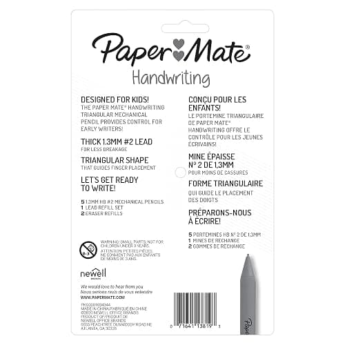 Paper Mate Handwriting Triangular Mechanical Pencil Set with Lead & Eraser Refills, 1.3mm, School Supplies, Office Supplies, Sketching Pencils, Drafting Pencil, Fun Barrel Colors, 8 Count (Pack of 2) thumbnail 8