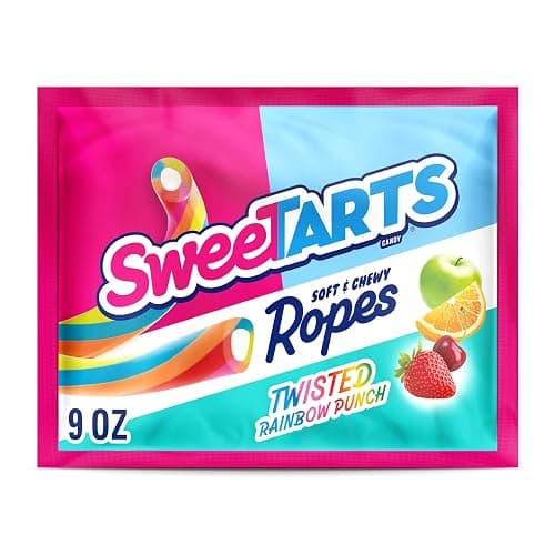 SweeTARTS Ropes, Candy, Twisted Rainbow Punch, Soft and Chewy, 9 oz - Image 1