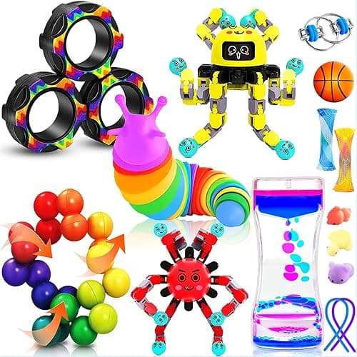 15 Pack Fidget Toys Bulk for Adults Kids Age 5-7, 8-12, Figette Classroom Must Have Special Treasure Box Tool Calm Down Quiet Sensory Autism ADHD Stress Anxiety Item Autistic School Gift Set for Teen - 15pc