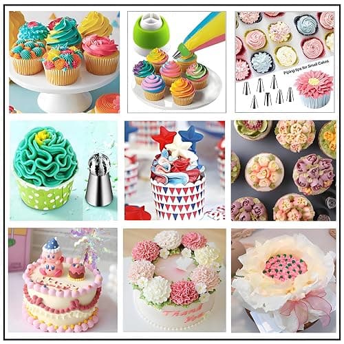 YOQXHY 130 Pcs Piping Bags and Tips Set with 48 Numbered Icing Tips,7 Russian Tips,1 Ball Tip,2 Leaf Tips,Pattern Chart,8 Carved Pens,4 Couplers,6 Ties,50 Disposable Pastry Bags for Cake Decorating thumbnail 6