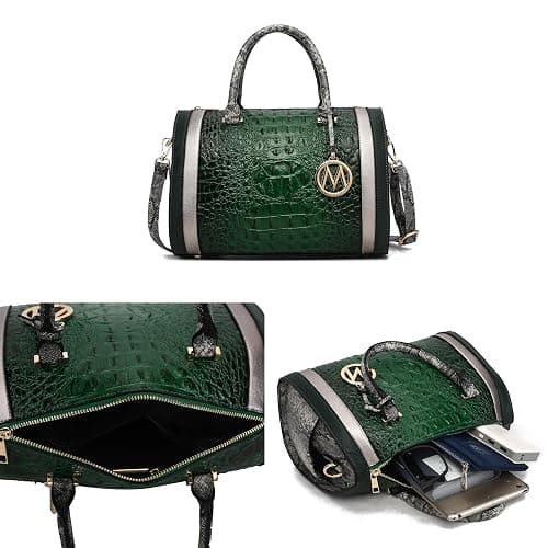MKF Collection Satchel Bag for Women, Crocodile Embossed Vegan Leather Top-Handles Crossbody Handbag Purse by Mia k thumbnail 6