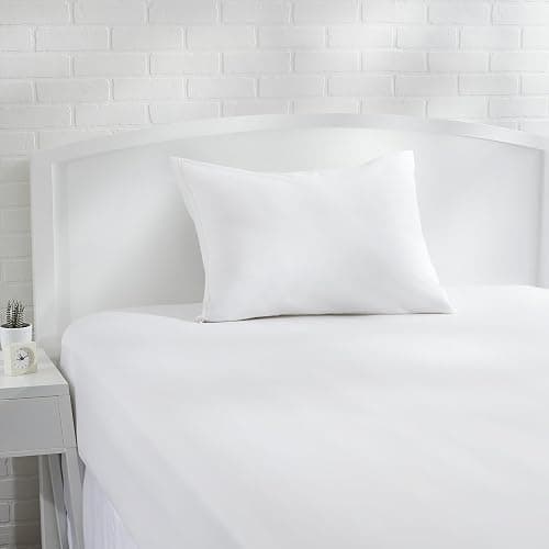 Amazon Basics Standard Pillowcase with Zipper, 100% Cotton Hypoallergenic, Pillow Protector, White (27 x 21 Inches), Pillows Not Included - Standard thumbnail 2