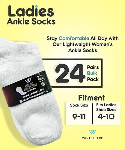 Winterlace 24 Pairs Ankle Socks for Women & Girls Bulk Pack, Fun Cute Low Cut No Show, Colorful Soft thumbnail 3