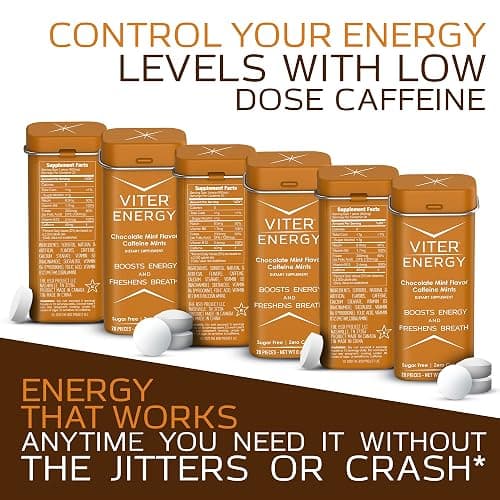Viter Energy Caffeinated Mints 40mg Caffeine, B Vitamins, Sugar Free. (Chocolate Mint, 20pcs, 6 Pack) thumbnail 7