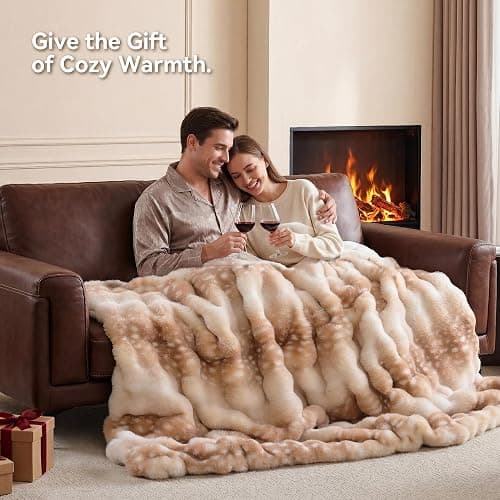 Smoofy Faux Rabbit Fur Throw for Couch - Deer Brown Bubble Blanket 50"x60" | Fluffy Plush Fuzzy Fawn Throw for Sofa & Bed, Super Soft Cozy Comfort Blanket, Aesthetic Deer Print Decor Gift for Women thumbnail 6