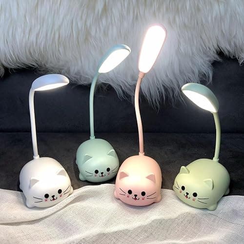 Neioaas LED Desk Lamp for Kids, Cute Cat Lamp USB Rechargeable Reading Light,Portable LED Table Light, Flexible Gooseneck Eye-Care Cartoons Small Desk Lamp Girls Gifts (Blue) thumbnail 6