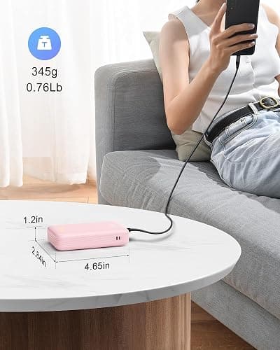 Qecvec Power Bank,Portable Charger 20000mAh with 2 Built-in Cables, 22.5w Fast Charging Battery Pack, LED Display Backup Battery, Travel Battery Pack for iPad, iphone Samsung and More (Pink) thumbnail 6