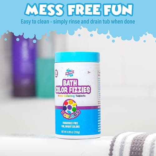 Tub Works® Bath Color Fizzies, 150 Count | Nontoxic & Fragrance-Free | Fizzy, Bath Color Tablets for Kids | Create Colorful Water | Water Tablets in 7 Colors for Variety | Bath Bombs for Kids Bathtub thumbnail 7