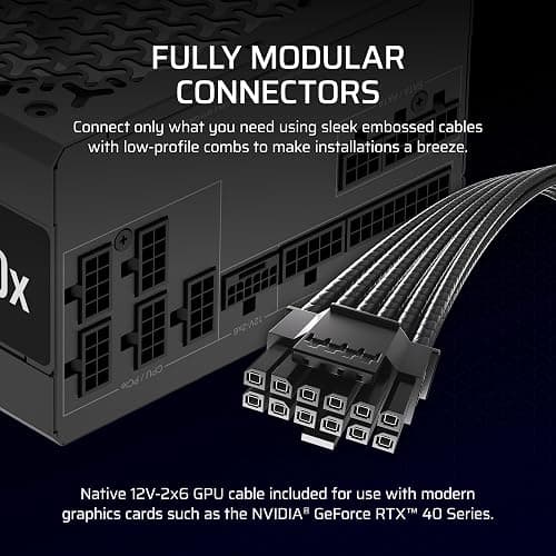 CORSAIR RM850x Fully Modular Low-Noise ATX Power Supply – ATX 3.1 Compliant – PCIe 5.1 Support – Cybenetics Gold Efficiency – Native 12V-2x6 Connector – Black thumbnail 5