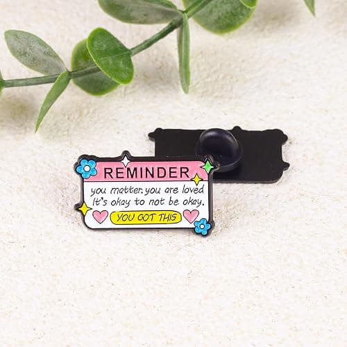 Reminder You Matter You Are Loved It's Okay To Not Be Okay Pin Brooch, Mental Health Awareness Enamel Pin, Gift For Friend Therapist, Self Love Reminder Brooches, Encouraging Message, Anxiety Support Decorative Jewelry Accessories thumbnail 4