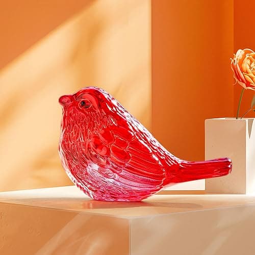 H&D HYALINE & DORA Crystal Handmade Red Bird Figurine Gifts for Bird Lovers Women Men Blown Glass Birds Collectible Figurines for Desk Table Home Office Decor thumbnail 8