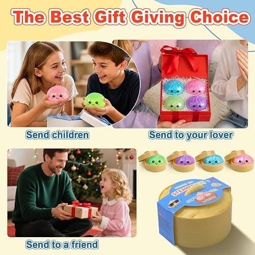 Sugar Glitter Dumplings Squishy with Mystery Box,Viral Squishy Dumpling,Colorful Dumplings Stress Balls Fidget Sensory Balls for Kids & Adults (Blue) thumbnail 4
