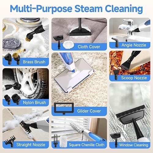 SENMO Steam Mop, 14-in-1 Detachable Steam Cleaner for Home and Floor, 1300W 228°F Deep Cleaning MultiPurpose Floor Steamer with 14 Attachments for Hardwood Floors, Tile, Grout, Furniture, Carpet, Wall thumbnail 7