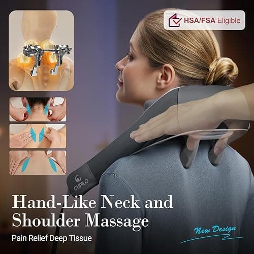 Neck and Shoulder Massager with Heat [Remote Control], FSA Eligible HSA, 6D Kneading Shiatsu Neck and Back Massager for Pain Relief Deep Tissue, Cordless Handsfree Electric Back Massager, Gift for Her thumbnail 2