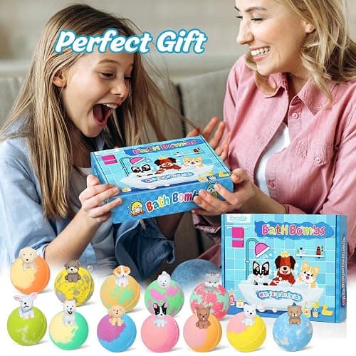 Bath Bombs for Kids with Toys Inside for Girls Boys, 12 Pack Kids Bath Bombs with Surprise Dog Pretend Playset, Handmade Bubble Bath Fizzies Birthday Christmas Gift Set thumbnail 7
