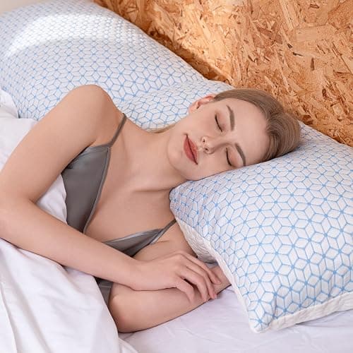Love Attitude Shredded Memory Foam Pillows King Size Set of 2, Cooling Pillow Firm and Soft Adjustable for Side Back Stomach Sleepers thumbnail 6