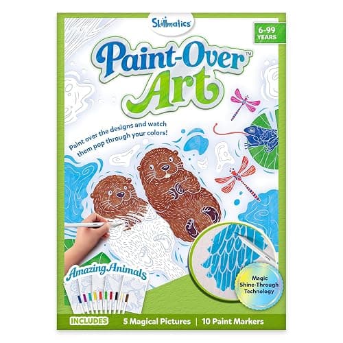 Skillmatics Paint-Over Art – Magical Art & Craft Kit for Tweens & Teens | Animals, Calming Painting Activity, Stunning Paint with Color Art, Painting Kit & Gift for Girls Ages 6, 7, 8, 9 & Up - Image 1