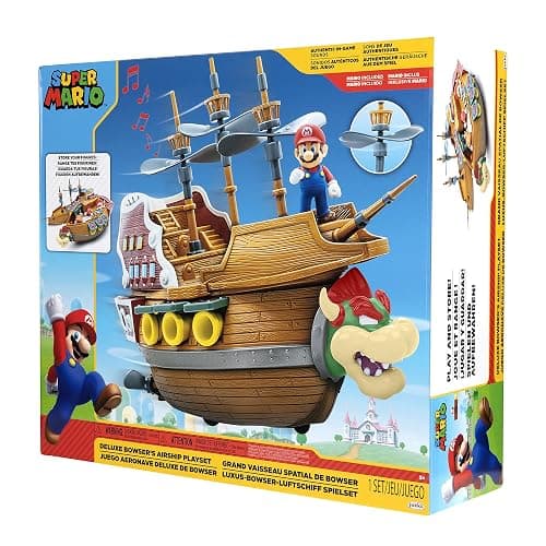 Super Mario Deluxe Bowser's Air Ship Playset with Mario Action Figure – Authentic in-Game Sounds & Spinning Propellers thumbnail 9