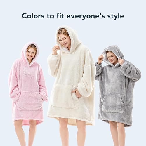 Berkshire Blanket Oversized Wearable Blanket Hoodie – SpaLoft Plush with Hood, Sleeves & Pocket thumbnail 8