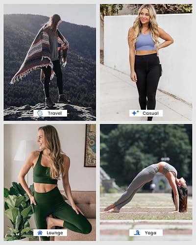 3 Packs Leggings with Pockets for Women, Soft High Waisted Tummy Control Workout Yoga Pants thumbnail 5