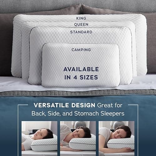 Weekender Gel Memory Foam Pillow - Standard Size - 1-Pack - Medium Firm Feel - Neck and Shoulder Support - Side & Back Sleepers - Home, Hotel, & Hospital Essentials - CertiPur Certified thumbnail 6