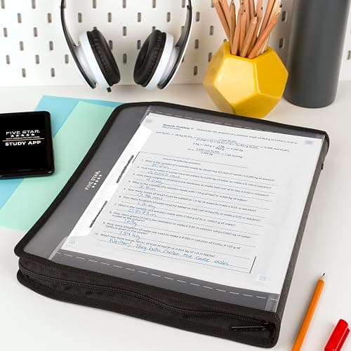 Five Star Expanding File Organizer + Study App, 7-Pocket Accordian File Organizer, Zipper Closure, Holds 8-1/2" x 11" Paper, Black (72709) thumbnail 2