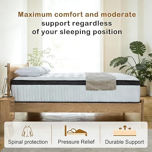 Naruchu Queen Mattress, 12 Inch Queen Size Hybrid Mattresses with Memory Foam and Individual Pocket Spring for Motion Isolation, Pressure Relief, Medium Firm Mattress in a Box, 60 * 80 * 12 thumbnail 4
