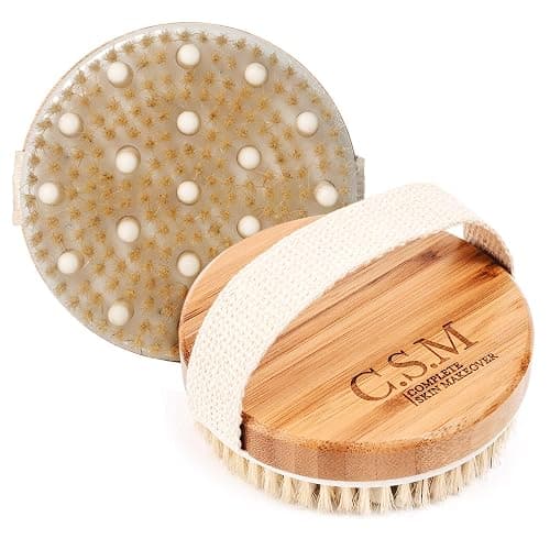 CSM Dry Brushing Body Brush for Lymphatic Drainage - Natural Boar Bristle Exfoliating Brush Set with Face Brush for Cellulite, Circulation & Glowing Skin thumbnail 6
