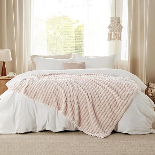 Bedsure Living Room Decor Home Crystal Pink Throw Blanket Gifts for Women Men, Soft Fluffy Fleece Cozy Fuzzy Plush Warm Couch Bed Blanket, Bedroom Spring Decor Pink Gifts for Him Her, 50x60 thumbnail 7