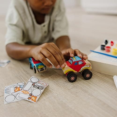 Melissa & Doug Decorate-Your-Own Wooden Craft Kits Set - Race Car and Monster Truck thumbnail 8