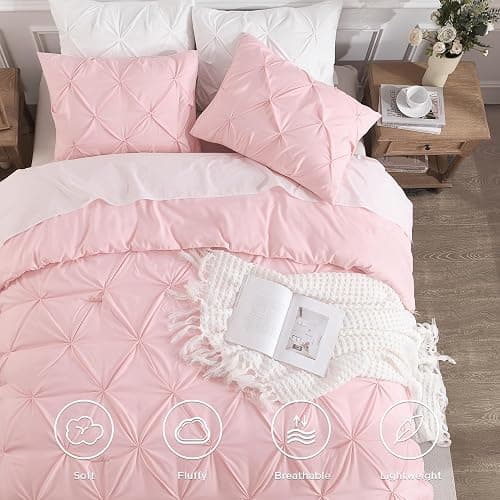 Andency Pink Full Size Comforter Set (79x90Inch), 3 Pieces Soft Lightweight Cute Pinch Pleat Comforter Set for Kids Girls Teens, All Season Western Warm Down Alternative Bed Set for Dorm Bedroom thumbnail 4