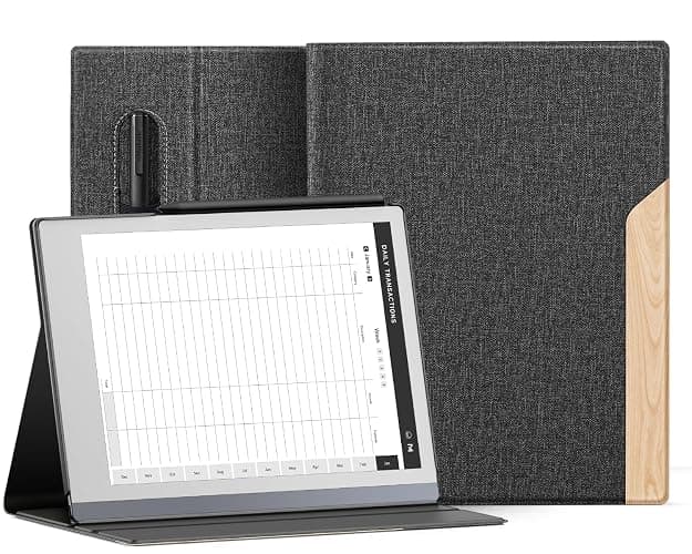 Ayotu Case for Remarkable 2 Paper Tablet 10.3" 2020 Released, Fabric Folio Cover with Pen Pocket, Stable Stand Design, Black & Light Cork (Exclusive Templates Provided) - Image 1