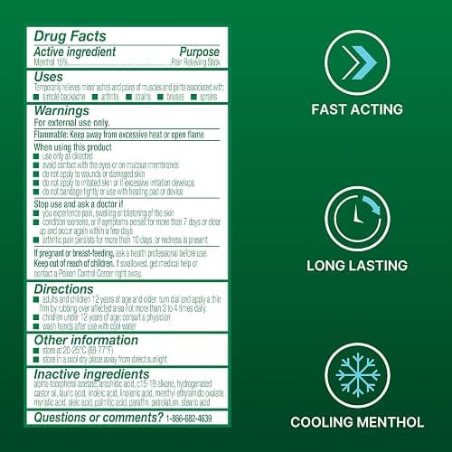 Biofreeze Dry Stick, Mess-Free Relief for Neck, Shoulder, Knee, Hip, Hand & Joint, Cooling Menthol Pain Relief Stick, Up to 100 Uses thumbnail 5