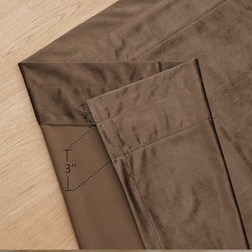 PRIMROSE Brown Velvet Room Darkening Curtains 96 inches Long for Living Room,Blackout Thermal Insulated Window Drapes for Bedroom Solid Modern Decorative Rod Pocket Curtain Set of 2 Panels thumbnail 4