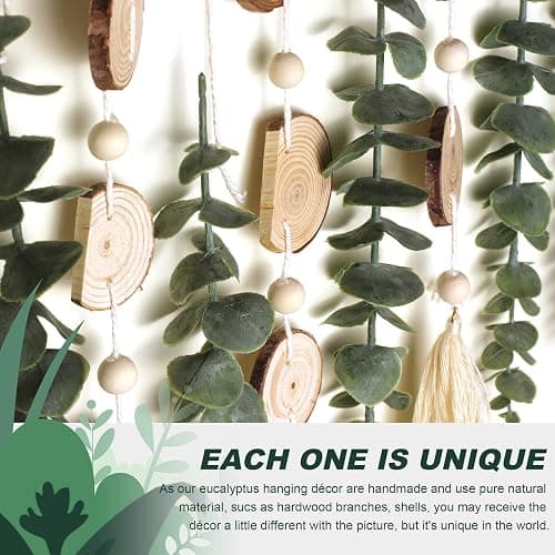 Artificial Eucalyptus Wall Decor Fake Greenery Leaves Stems Wall Hanging Plants on 16.5 inch Wooden Stick Boho Rustic Farmhouse Decor for Bedroom Kitchen Dining Room Bathroom thumbnail 5