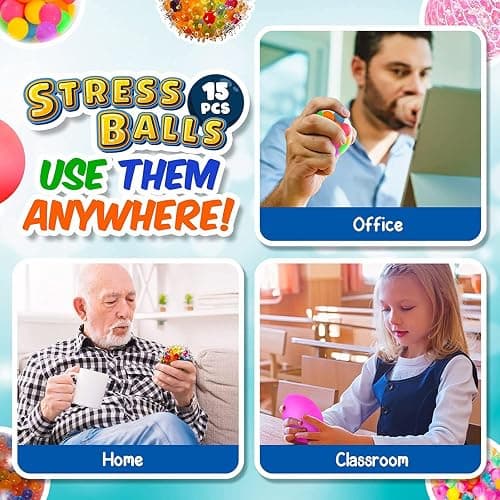 Hapitoys Sensory Stress Balls Fidget Toys for Kids and Adults - Sensory Squishy Balls Set, Anxiety Relief Calming Tool - Fidget Stress Toys for Autism & ADD/ADHD - 15 Pack thumbnail 6