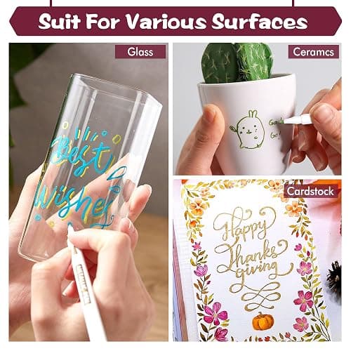 Shuttle Art Metallic Marker Pens, 30 Colors Metallic Paint Markers with 1 Coloring Book Fine Point for DIY Card, Calligraphy, Art and Crafting Projects, Works Great on Black Paper, Scrapbooks, Rock thumbnail 8