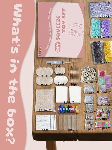 DIY Stress Ball Making Kit-Easy DIY- 10 TPR Skins, 13 Fillers, 14 oz Slime, 7 oz Clay, Create ASMR Anxiety Relief Toys, Handmade Squishy Stress Balls, Self-Care Gifts for Women, Crunchy Relaxing thumbnail 6