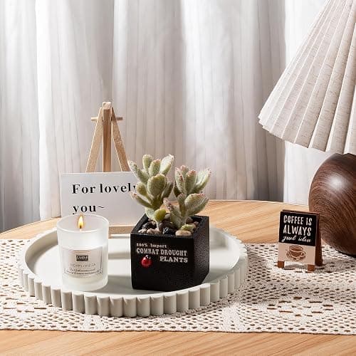 Round Bathroom Tray Perfume Organizer Coffee Table Decor, 9" Beige | Silicone, Non-Slip, Heat-Resistant, for Kitchen,Vanity, for Candle, Soap Dish thumbnail 7