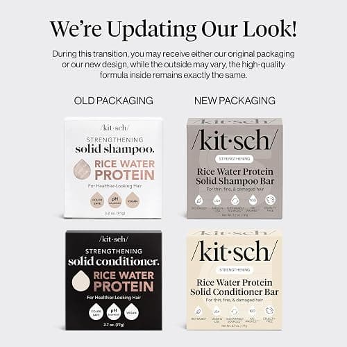 Kitsch Rice Water Protein Solid Shampoo and Conditioner Set for Hair Growth – Strengthening Hair Care Duo w/Rice Protein & Vitamins for Damage Repair – Paraben, Sulfate & Silicone Free, Made in USA thumbnail 2