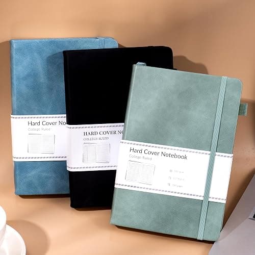 CAGIE 3 Pack Journals Notebooks for Women Men Thick Lined Journaling Notebooks A5 Leather Journals for Writing Hardcover Journal Supplies Diary, Green& Black& Blue thumbnail 3