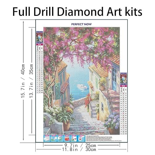 QIOUOL 5D Diamond Art Kits for Adults Beginners,Seaside Town DIY Painting with Round Full Drill Diamonds Painting Mosaic Gems Art for Home Office Wall Decor 12x16 Inch thumbnail 3