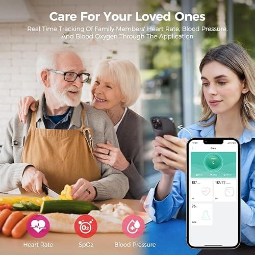 Smart Ring for Women & Men, Health Tracker Ring, Fitness Tracker Ring | Blood Pressure,Temperature, Heart Rate, SpO2, HRV & Stress, IP68 Waterproof, Sleep Tracker, No App Fee (Gold, 7#) thumbnail 3