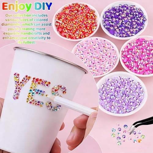 40000 Pcs Jelly Rhinestones for Bedazzling & Nail Art - 3mm Multicolor Flatback Gems, Includes B7000 Glue, Tweezers & Pen - DIY Bedazzler Kit for Diamond Art, Jewelry Making, Crafts (24000 pcs) thumbnail 6