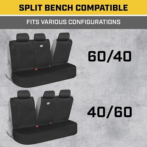 CAT Flexfit Black Rear Seat Cover for Cars, SUVs & Mid-Size Pickup Trucks - Durable 60/40 Split Rear Bench Seat Protector, Back Seat Cover, Interior Auto Accessory, Not for Full-Size Pickup Trucks thumbnail 4