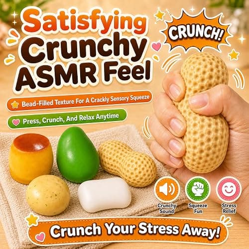 4PCS Crunchy Squishy Mango Soap Peanut Pudding Stress Ball Set ASMR Bead Filled Realistic Food Shape Slushy Squeeze Fidget Squishies for Office Desk Home Travel Adults Party Favor Gift (5PCS-A) thumbnail 4